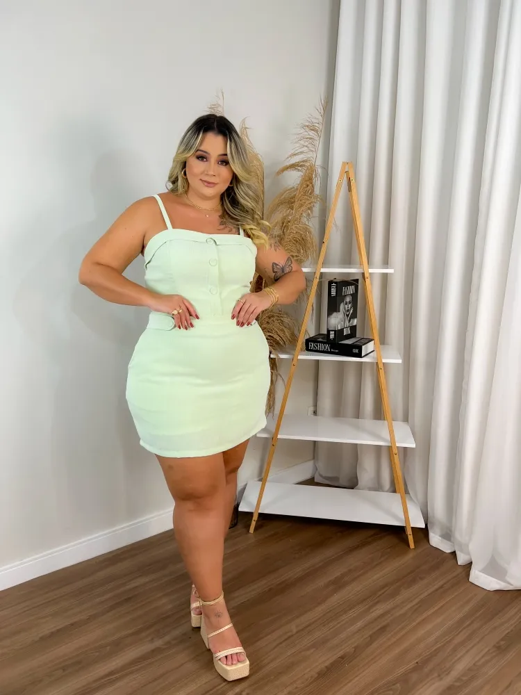Conjunto Blusa Saia Shorts Diva's Voga Verde Claro Imagem