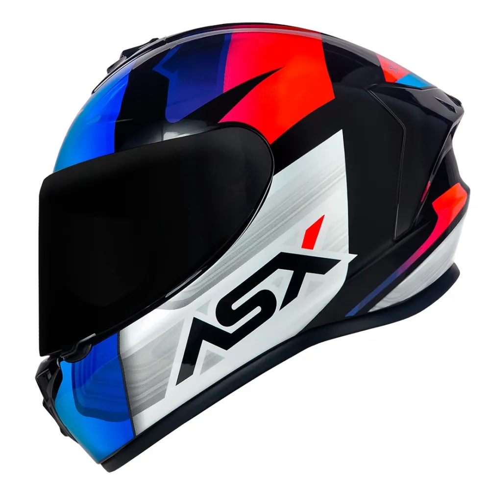Capacete ASX Draken Strike Preto Azul Vermelho Imagem