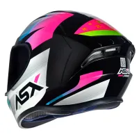 Capacete ASX Draken Strike Preto Amarelo Rosa - Foto 2