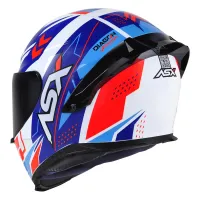 Capacete ASX Eagle Racing Diagon Branco Azul Vermelho - Foto 2
