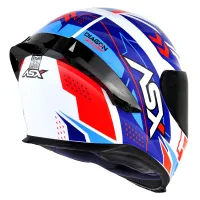 Capacete ASX Eagle Racing Diagon Branco Azul Vermelho - Foto 4