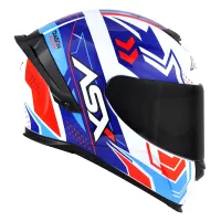Capacete ASX Eagle Racing Diagon Branco Azul Vermelho - Foto 5