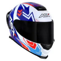 Capacete ASX Eagle Racing Diagon Branco Azul Vermelho - Foto 6