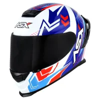 Capacete ASX Eagle Racing Diagon Branco Azul Vermelho - Foto 8