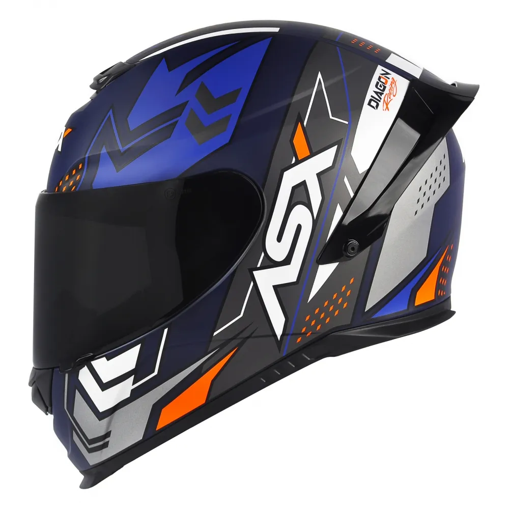 Capacete ASX Eagle Racing Diagon Azul Fosco Azul Branco Imagem
