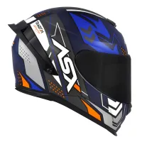 Capacete ASX Eagle Racing Diagon Azul Fosco Azul Branco - Foto 5