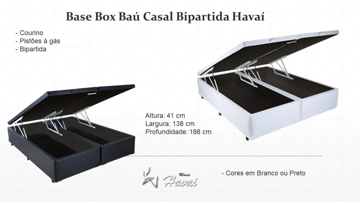  Base baú bi partido Casal Corino  Blindada madeira Premium 38 cm + 5 cm pésalta  bioflex Imagem