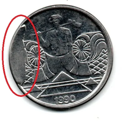 1990 - 5 Cruzeiros - ERRO: Cunho Quebrado - Moeda Brasil Imagem