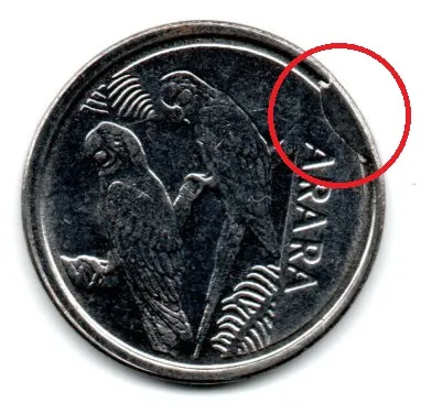 1993 - 5 Cruzeiros Reais - ERRO: Cunho Quebrado - Moeda Brasil