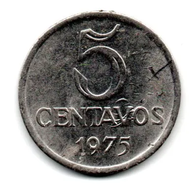 1975 - 5 Centavos - Moeda Brasil - C/ Danos