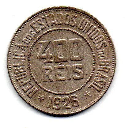 1926 - 400 Réis - Moeda Brasil - Estado de Conservação: Soberba (Sob)