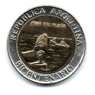 Argentina - 2010 - 1 Peso - Comemorativa Bicentenario - Mar Del Plata