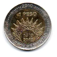 Argentina - 2010 - 1 Peso - Comemorativa Bicentenario - El Palmar - Foto 2