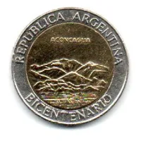 Argentina - 2010 - 1 Peso - Comemorativa Bicentenario - Aconcagua