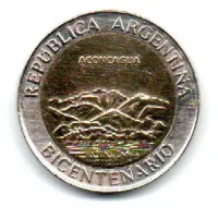 Argentina - 2010 - 1 Peso - Comemorativa Bicentenario - Aconcagua