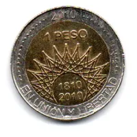Argentina - 2010 - 1 Peso - Comemorativa Bicentenario - Aconcagua - Foto 2