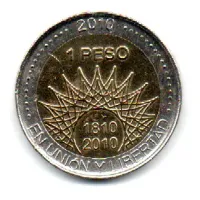 Argentina - 2010 - 1 Peso - Comemorativa Bicentenario - Pucara de Tilcara - Foto 2