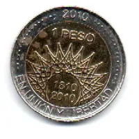 Argentina - 2010 - 1 Peso - Comemorativa Bicentenario - Pucara de Tilcara - Foto 2