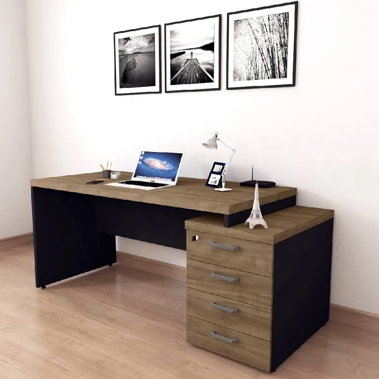 Mesa Diretor dinâmica 1720 pé painel com gaveteiro 4 gavetas Start