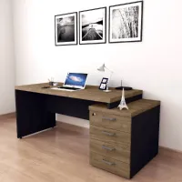 Mesa Diretor dinâmica 1720 pé painel com gaveteiro 4 gavetas Start