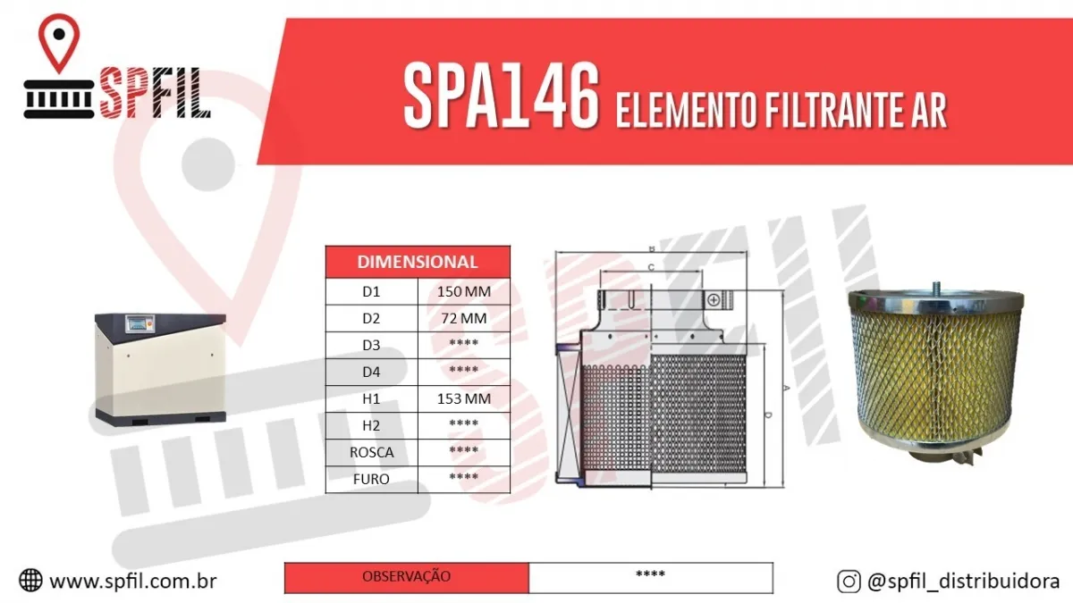 ELEMENTO FILTRANTE AR SPA146