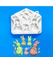Molde de Silicone Família de Coelhinhos e cenouras