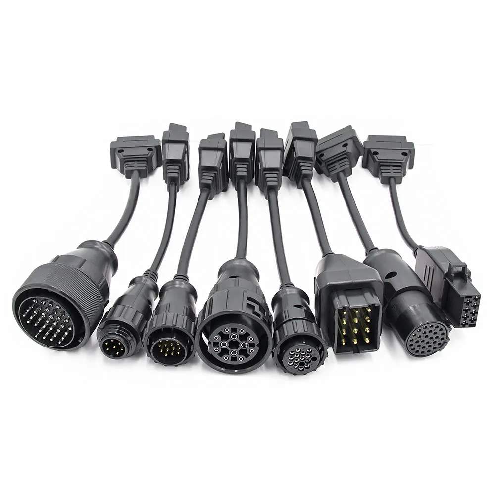 Kit Cabos Linha Pesada Autocom Delphi Obd2 Truck Com 8 Cabos