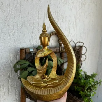 Enfeite Buda Resina Dourado
