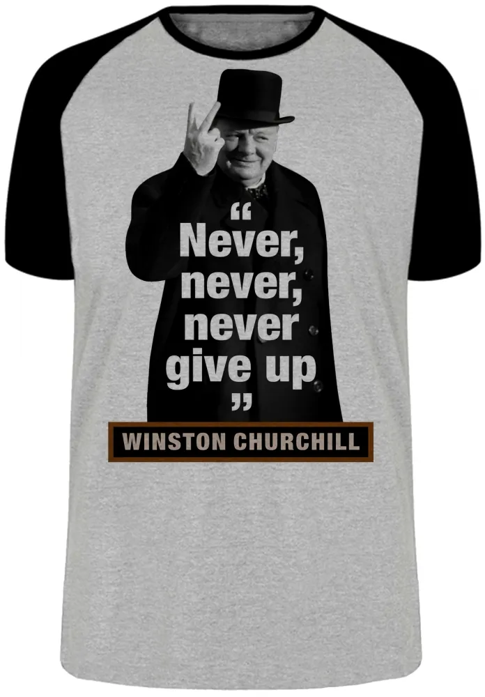 Camiseta Winston Churchill se render jamais nerver give up