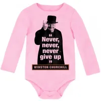 Roupa Bebê manga longa  Winston Churchill se render jamais nerver give up - Foto 4