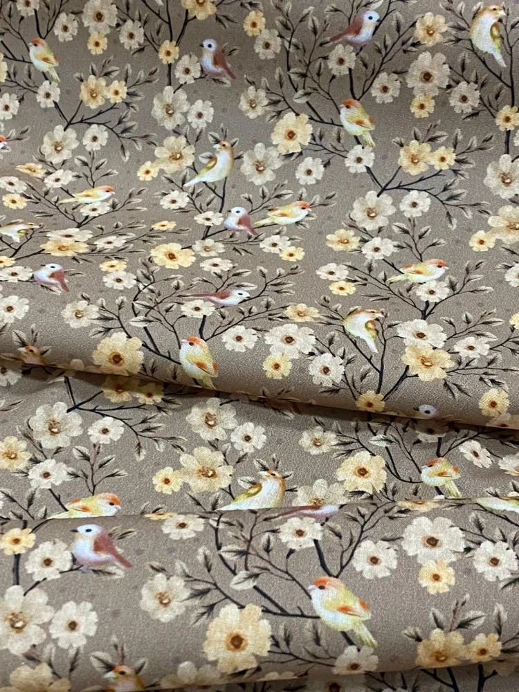 TECIDO TRICOLINE DIGITAL  PASSARO FLORAIS 08 Imagem