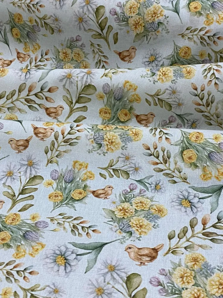 TECIDO TRICOLINE DIGITAL  PASSARO FLORAIS 09 Imagem