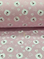 TECIDO TRICOLINE  CARINHA DE URSO  rosa bb - 