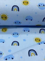 TECIDO TRICOLINE  arco iris azul  bb -  - Foto 2