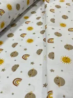 TECIDO TRICOLINE  arco iris fundo branco