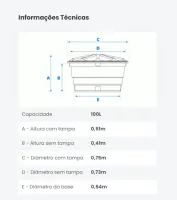 Caixa D'Água 100L Com Tampa Polietileno Fortlev - Foto 2