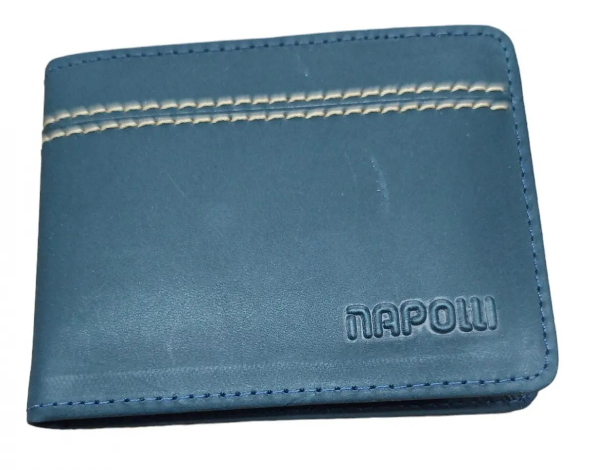  Carteira Couro Masculina Napolli Azul Petroleo 4082