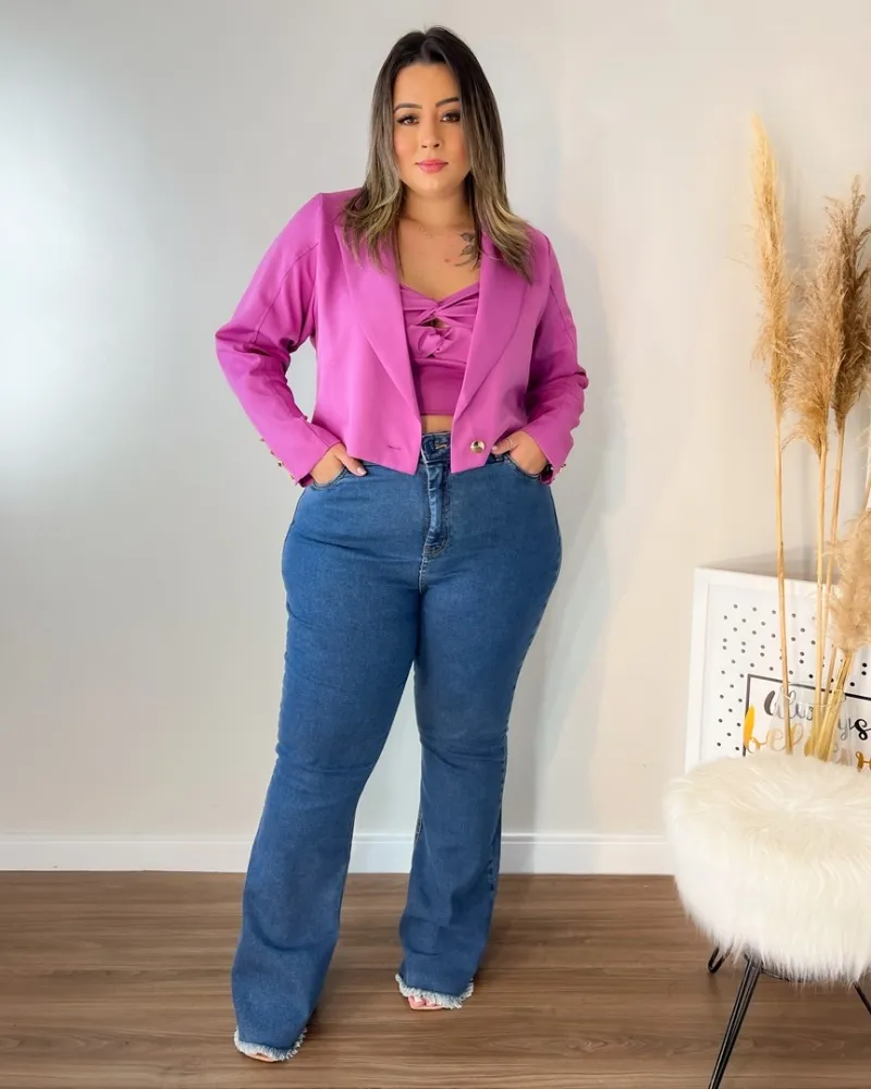 Blazer e Cropped Maria Francia Rosa Imagem