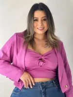 Blazer e Cropped Maria Francia Rosa - Foto 4