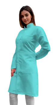 Jaleco Feminino Gola Padre de Oxford Manga Longa e Botão - Verde Bebê