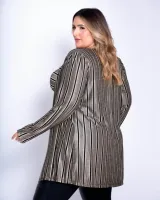 Cardigan e Cropped Diva's Voga Listrado Preto - Foto 2