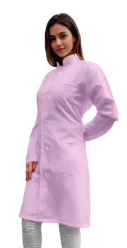 Jaleco Feminino Gola Padre de Oxford Manga Longa e Botão - Rosa