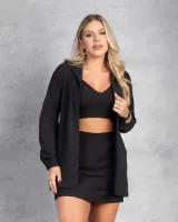 Trijunto Camisa Cropped Saia Shorts Diva's Voga Preto - Foto 4