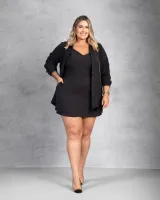 Trijunto Camisa Cropped Saia Shorts Diva's Voga Preto - Foto 5