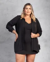 Trijunto Camisa Cropped Saia Shorts Diva's Voga Preto - Foto 8