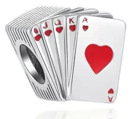 Berloque de Prata  925 Separador  - Cartas Baralho   - BR040 Imagem