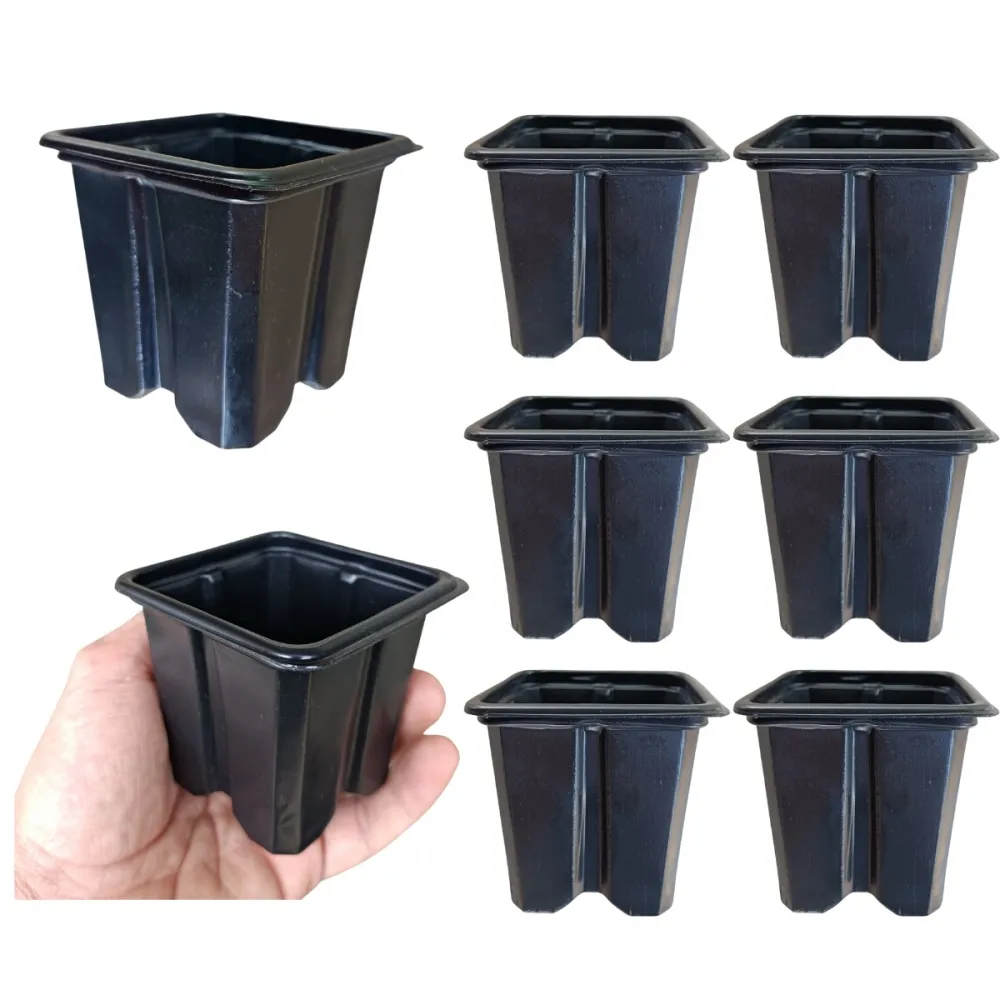 50 Vasos Pote Quadrado Flexível Nutriplan 6,5 Cm Preto