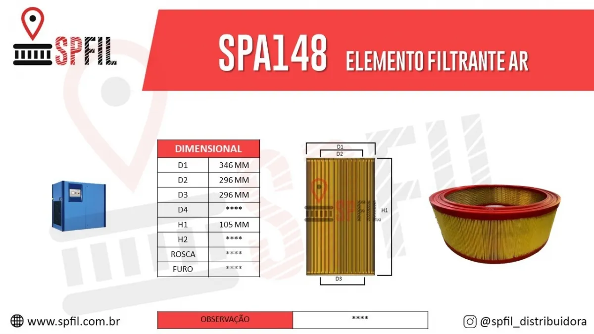 ELEMENTO FILTRANTE AR SPA148
