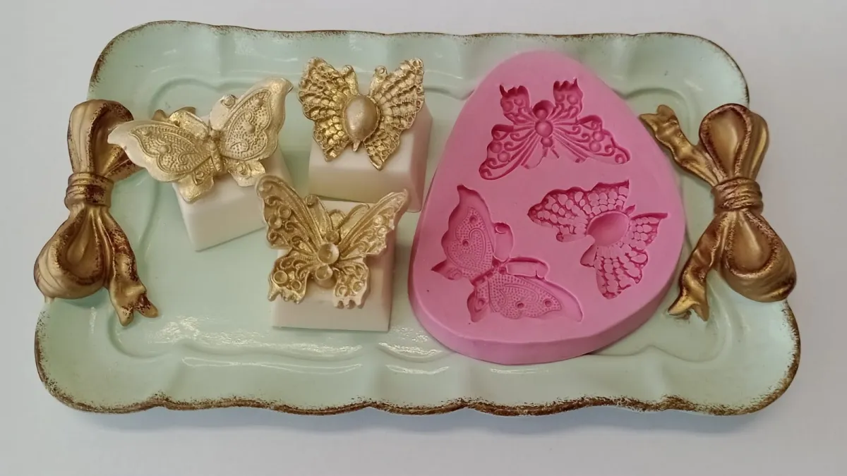 Molde de Silicone Borboletas Rendada  Imagem