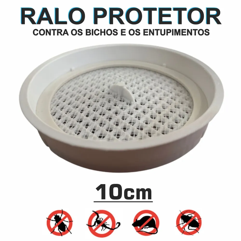 Tela para Ralo Protetor Contra Insetos Dengue Barata Rato Escorpião 10cm Branco Imagem